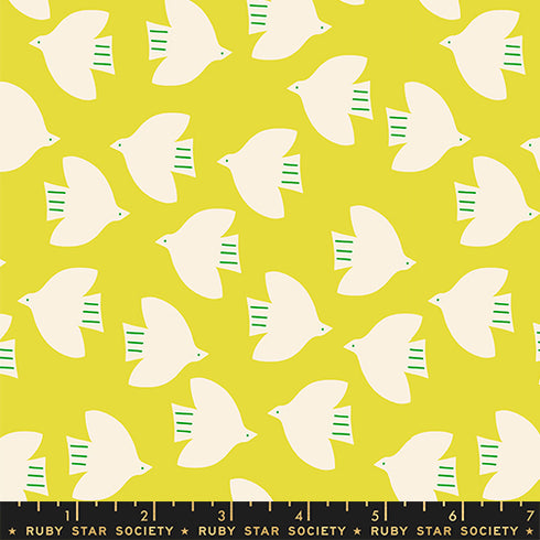 PREORDER Catnap Birds in Citron RS4135 12 - Ruby Star Society Sold by the Half Yard